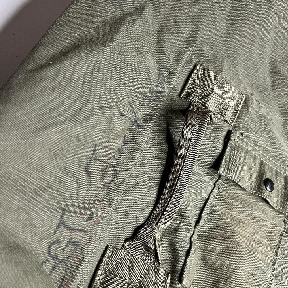 Vintage US Military Canvas Duffel Bag Olive Drab Backpack Sea Bag Sgt Jackson